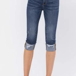 Judy Blue Mid-Rise Destroyed Cuff Capri- 82250 Clothing