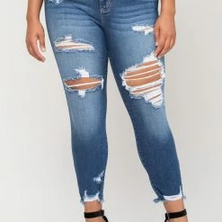 Cello Hi-Rise Distress Fray Hem Skinny- WV77717 Clothing