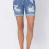 Clothing Judy Blue Hi-Waist Mid-Length Distressed Short- 150024