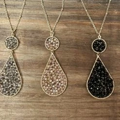 Accessorize Me "Journee" Beaded Teardrop Necklace