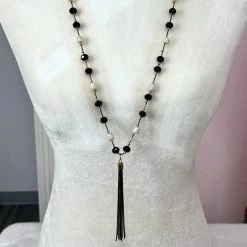 All That Glitterz Black/White Beaded Necklace