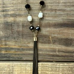 All That Glitterz Black/White Beaded Necklace