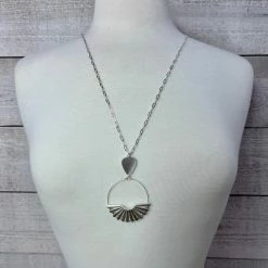 Avenue T New Arrivals "Jane" Silver Necklace With Circle Pendant