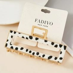 Avenue T New Arrivals Rectangular Metal Hair Claw- Leopard