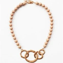 What's Hot "Isabel" Wood Beaded Necklace With Circles