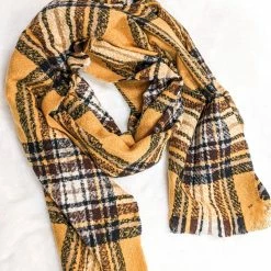 Accessorize Me "Eli" Mustard Multi Plaid Balnket Scarf New Arrivals