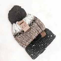 Moe & Arrow Boutique New Arrivals C.C Fuzzy Lined Flecked Beanie With Pom