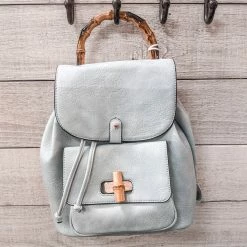 Accessorize Me "Sloane" Backpack Purse W/Bamboo Handle