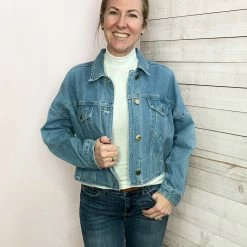 Mono B "Essential" Cropped Denim Jacket Clothing