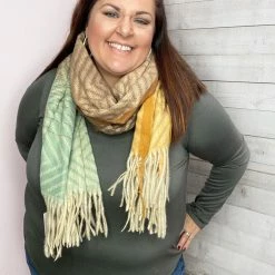 Accessorize Me "Oliver" Mint/Mustard Chevron Oblong Scarf New Arrivals