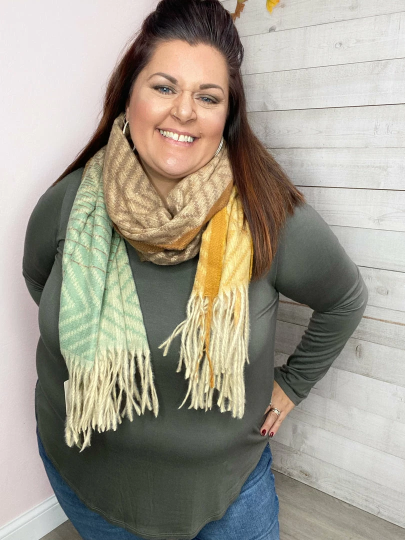Accessorize Me "Oliver" Mint/Mustard Chevron Oblong Scarf New Arrivals 2 Accessorize Me "Oliver" Mint/Mustard Chevron Oblong Scarf New Arrivals