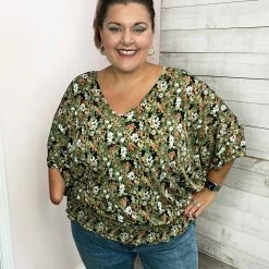 White Birch Clothing "Inside My Head" Floral Print Smock Waist Top