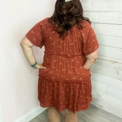 Ps Kate Clothing "Brunch Date" Rust Floral Dress