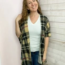 Honeyme "Making Moves" Plaid Open Cardigan Clothing