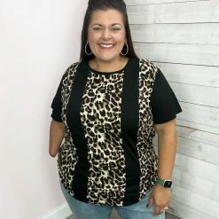 Sunshine & Rodeos "Adore You" Leopard Vertical Colorblock Top Clothing