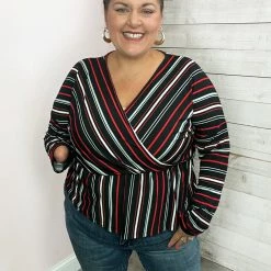 White Birch Clothing "Go To Glam" Striped Surplice Top