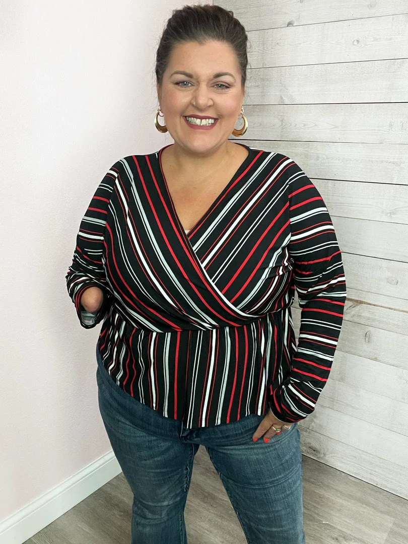 White Birch Clothing "Go To Glam" Striped Surplice Top 2 White Birch Clothing "Go To Glam" Striped Surplice Top