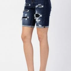 Judy Blue Hi-Rise Distressed Bermuda Short- 150115 Clothing