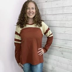 Cotton Bleu Clothing "Back In Town" Long Sleeve Colorblock Top