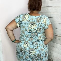 Be Stage "Sweet On Me" Blue Paisley Babydoll Top Clothing 7 Be Stage