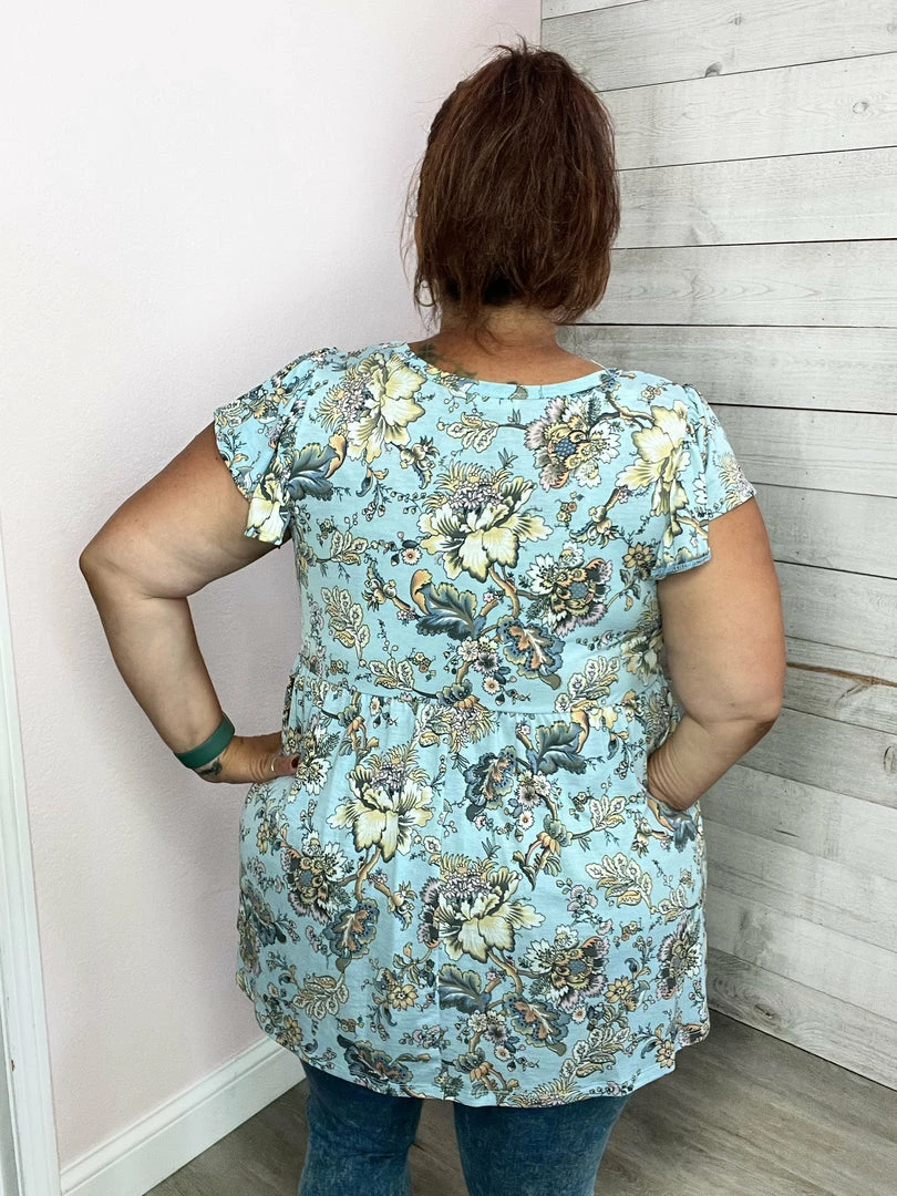 Be Stage "Sweet On Me" Blue Paisley Babydoll Top Clothing 4 Be Stage "Sweet On Me" Blue Paisley Babydoll Top Clothing