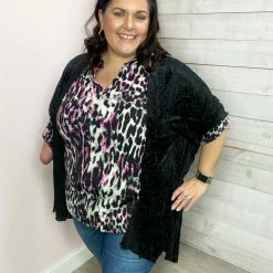 Honeyme Clothing "Fancy" Sheer Kimono With Velvet Pattern