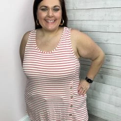 Emerald Clothing "Always In The Lead" Striped Tunic Tank- Ivory *FINAL SALE*