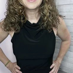 White Birch Clothing "Beauty Queen" Cowl Neck Black Dress