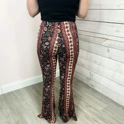 Mono B Clothing "Flirty Flare" Paisley Flare Leggings- Red