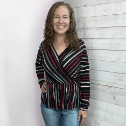 White Birch Clothing "Go To Glam" Striped Surplice Top