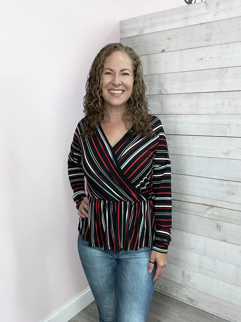 White Birch Clothing "Go To Glam" Striped Surplice Top 1 White Birch Clothing "Go To Glam" Striped Surplice Top