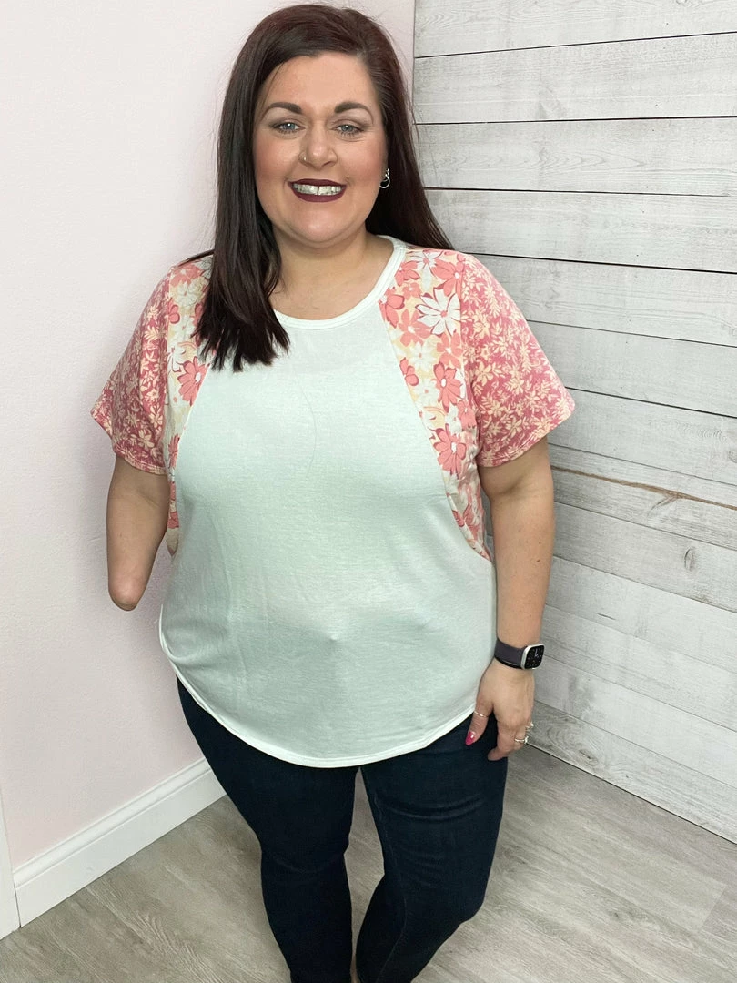 Andree Clothing "Pleasant Surprise" Floral Colorblock Top *FINAL SALE* 1 Andree Clothing "Pleasant Surprise" Floral Colorblock Top *FINAL SALE*