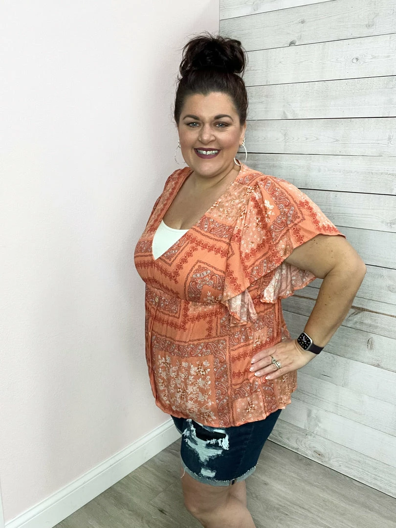 Sugarfox Clothing "Life's A Peach" Bohemian Babydoll Top 2 Sugarfox Clothing "Life's A Peach" Bohemian Babydoll Top