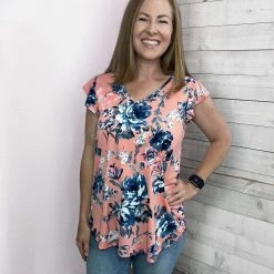 Sew In Love "Love Story" Floral Ruffle Sleeve Top