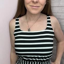 Gilli "Olden Days" Black/White Stripe Maxi Dress