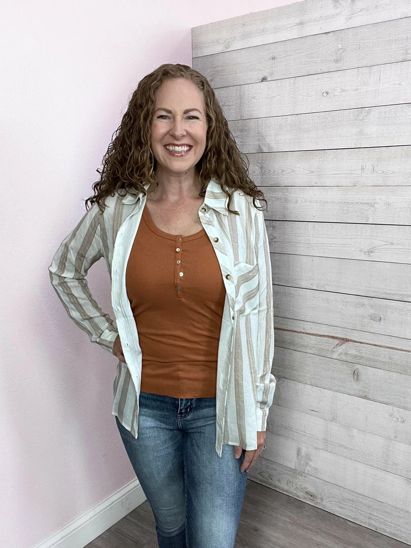 Ps Kate "Make The Call" Striped Button Down Top 1 Ps Kate "Make The Call" Striped Button Down Top