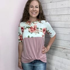 143 "Make Up Your Mind" Floral Front Twist Top Clothing