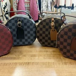 Accessorize Me "Lydia" Checkered Pattern Round Crossbody