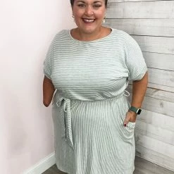 Haptics "Go My Way" Pinstripe Dress Clothing