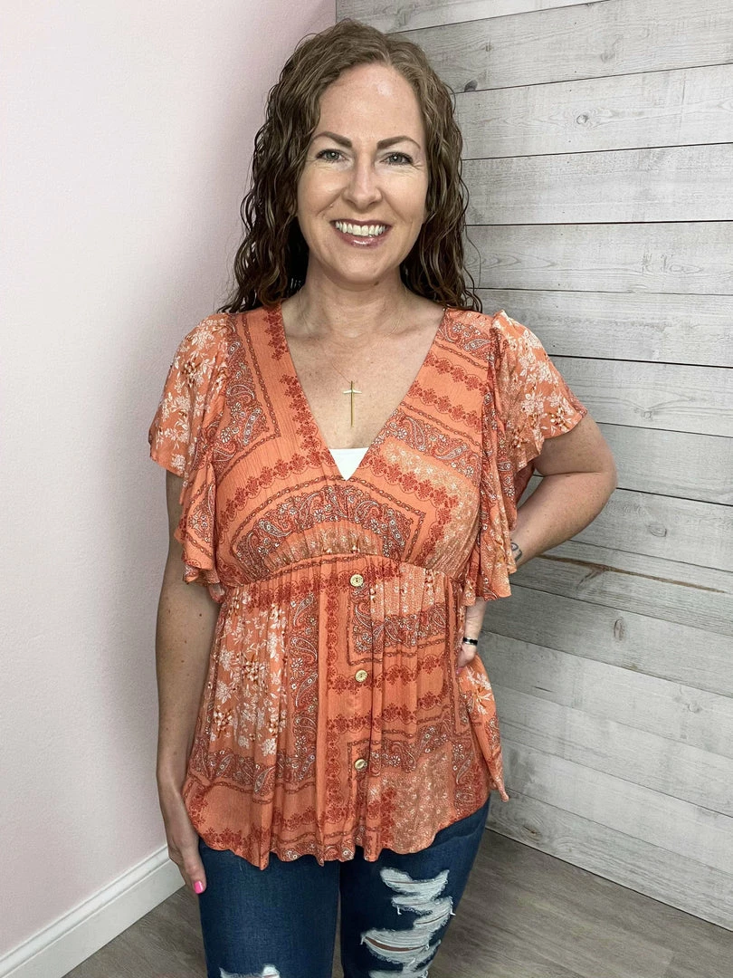 Sugarfox Clothing "Life's A Peach" Bohemian Babydoll Top 1 Sugarfox Clothing "Life's A Peach" Bohemian Babydoll Top