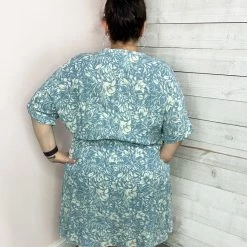 Honeyme Clothing "Find Happiness" Blue Floral Dress 6 Honeyme Clothing