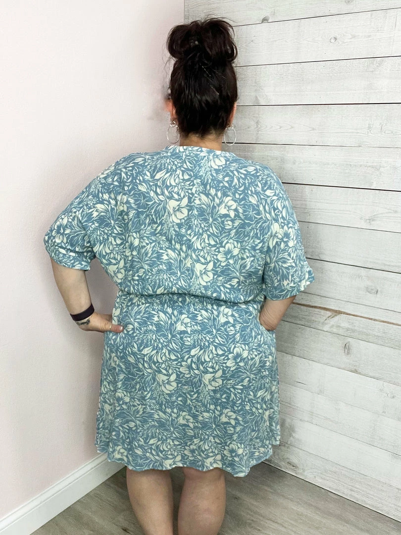 Honeyme Clothing "Find Happiness" Blue Floral Dress 3 Honeyme Clothing "Find Happiness" Blue Floral Dress