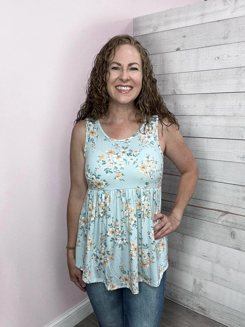 Lovely Melody "Subtle Elegance" Floral Babydoll Tank 1 Lovely Melody "Subtle Elegance" Floral Babydoll Tank
