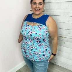 White Birch Clothing "Flower Shop" Floral Keyhole Tank Top 7 White Birch Clothing