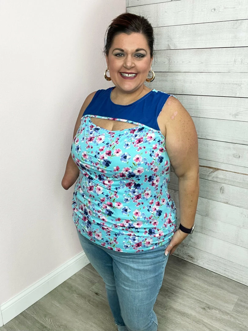 White Birch Clothing "Flower Shop" Floral Keyhole Tank Top 3 White Birch Clothing "Flower Shop" Floral Keyhole Tank Top