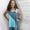 Haptics Clothing "Cool Waters" Blue Colorblock Tank Top