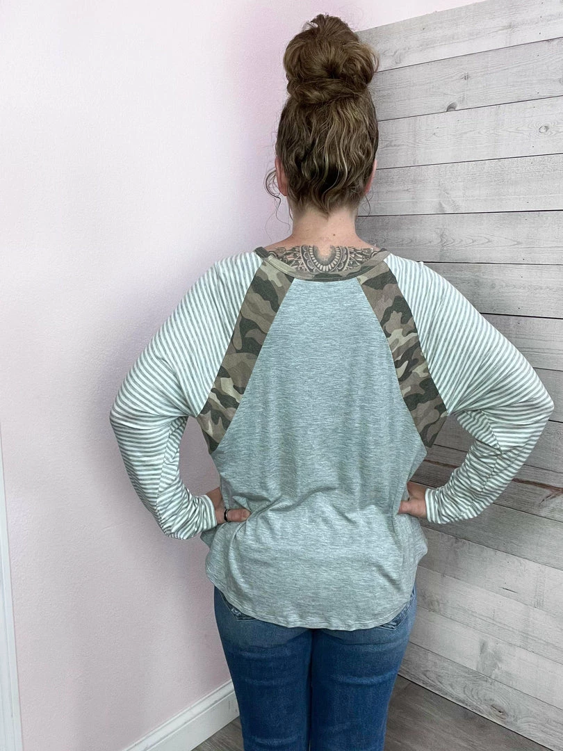 Ps Kate "Must Be Love" Camo/Stripe Long Sleeve Top 3 Ps Kate "Must Be Love" Camo/Stripe Long Sleeve Top