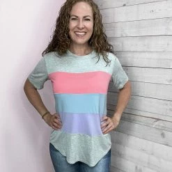 143 "Love To Love" Colorblock Short Sleeve Top Clothing