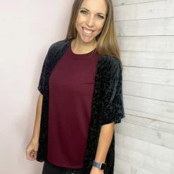 Honeyme Clothing "Fancy" Sheer Kimono With Velvet Pattern