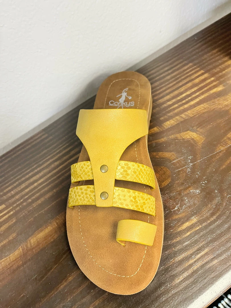 Corkys Clothing "Sandcastle" Yellow Strap Sandal 4 Corkys Clothing "Sandcastle" Yellow Strap Sandal